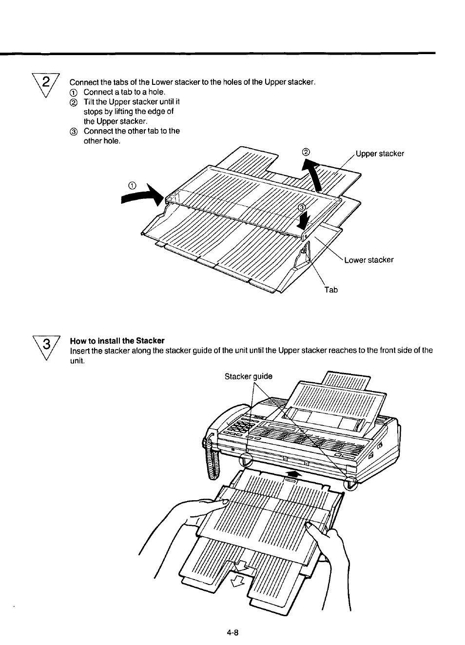 How to install the stacker | Panasonic KX-F220 User Manual | Page 117 / 132