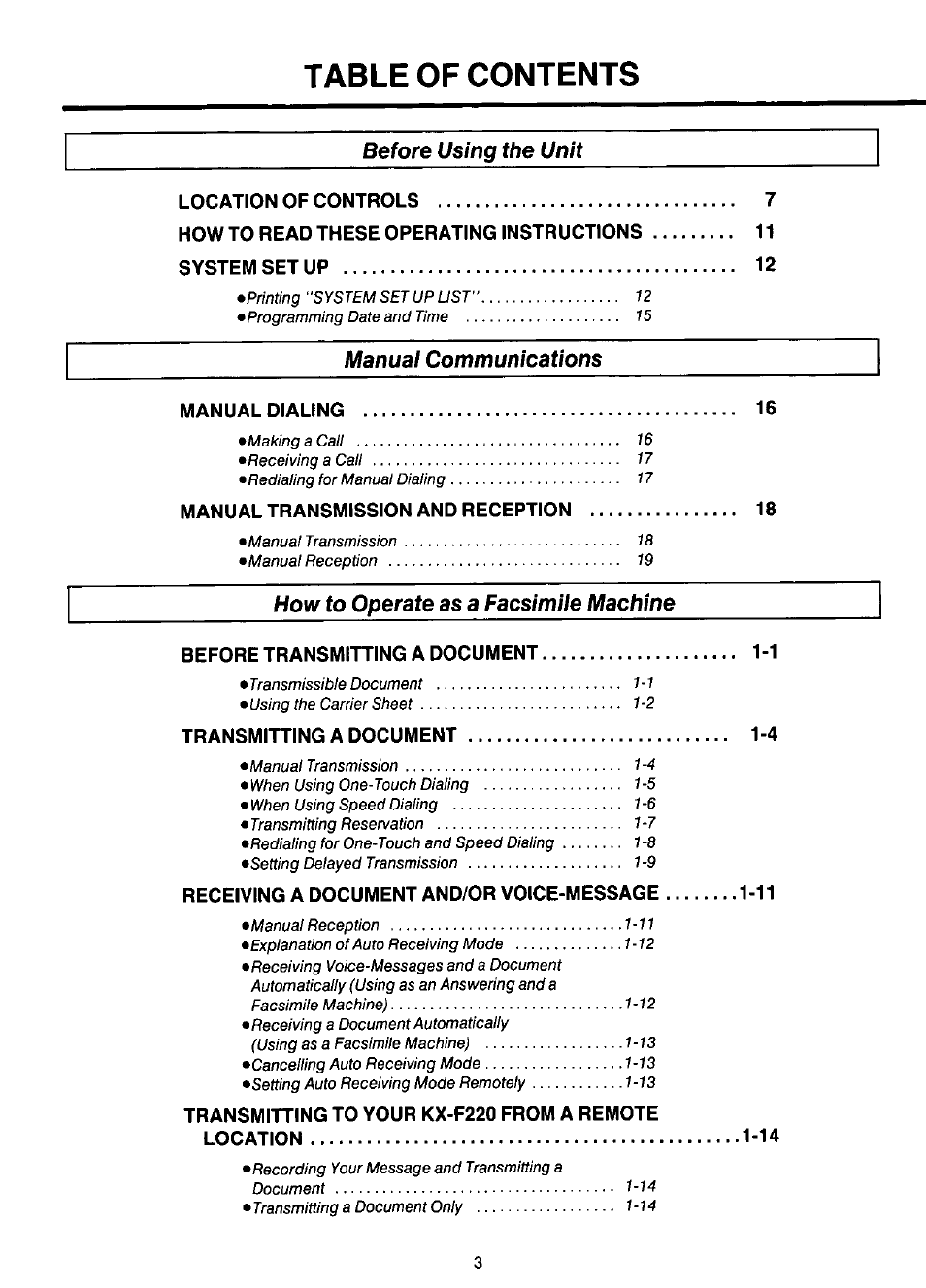 Panasonic KX-F220 User Manual | Page 4 / 132