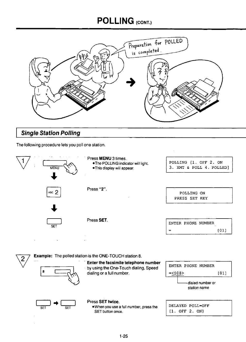 Single station polling, Polling, I i ^ i | Panasonic KX-F220 User Manual | Page 46 / 132