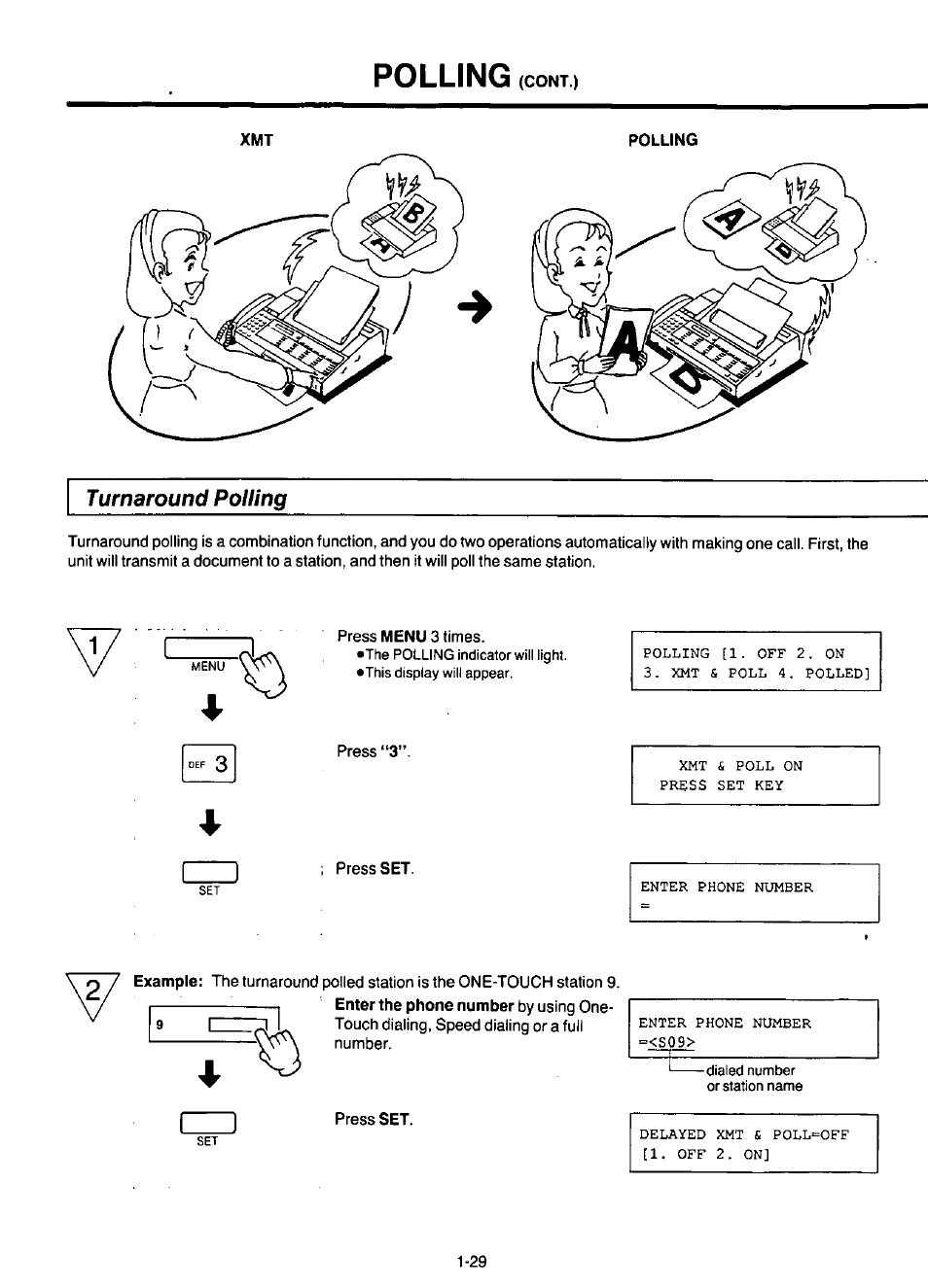 Turnaround polling, 1/ c, Polling | Panasonic KX-F220 User Manual | Page 50 / 132