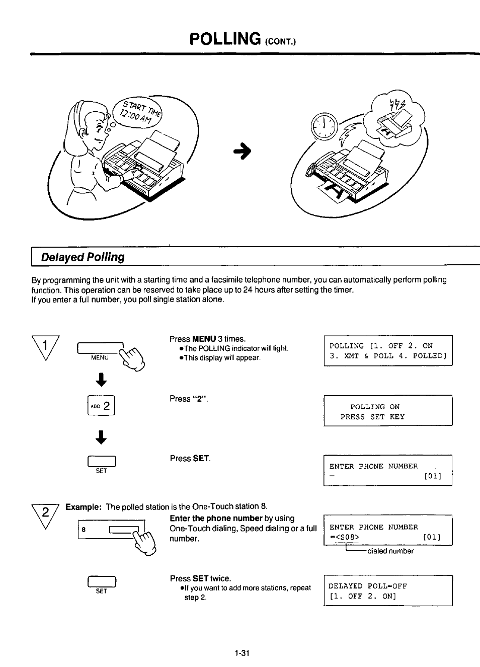 Delayed polling, Polling | Panasonic KX-F220 User Manual | Page 52 / 132