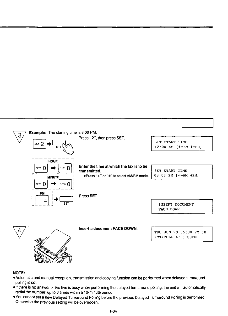 Insert a document face down, Note | Panasonic KX-F220 User Manual | Page 55 / 132