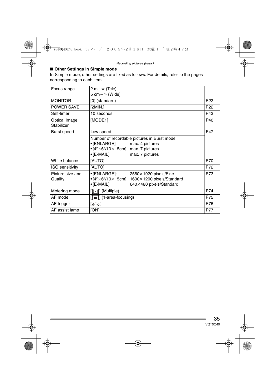 Panasonic DMC-FZ5GN User Manual | Page 35 / 116