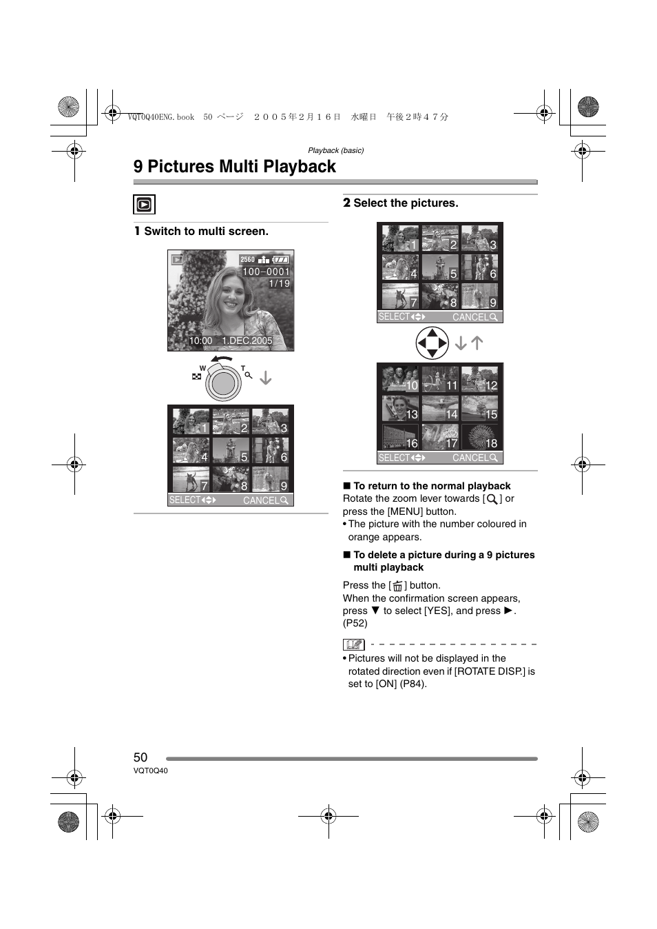 9 pictures multi playback | Panasonic DMC-FZ5GN User Manual | Page 50 / 116