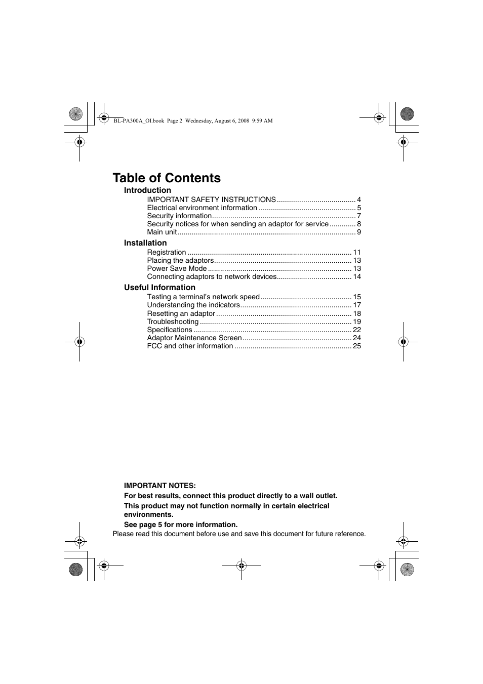 Panasonic BL-PA300A User Manual | Page 2 / 56