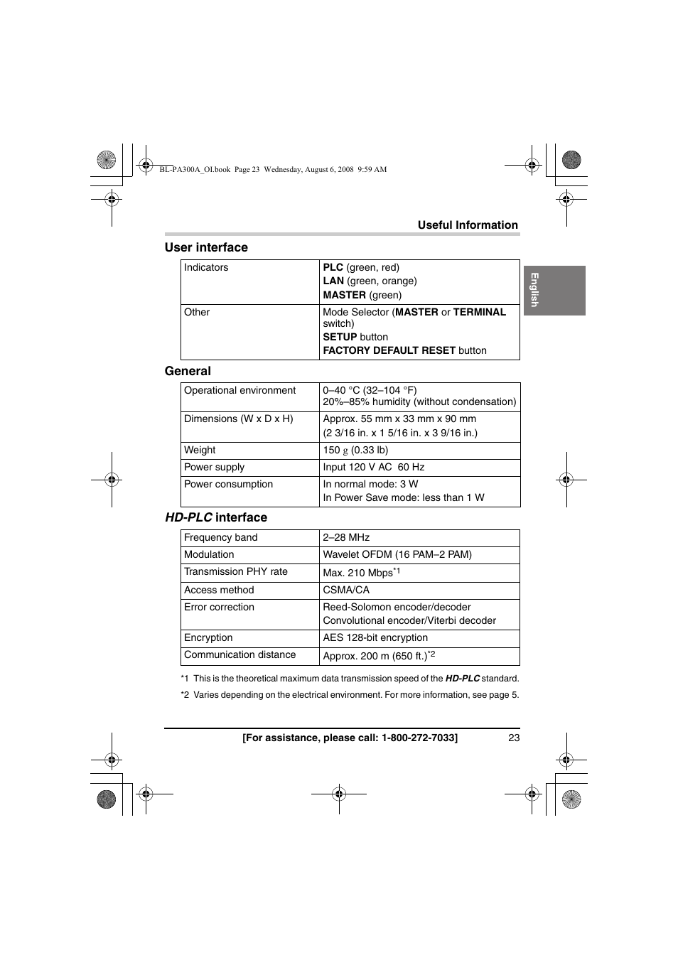 Panasonic BL-PA300A User Manual | Page 23 / 56