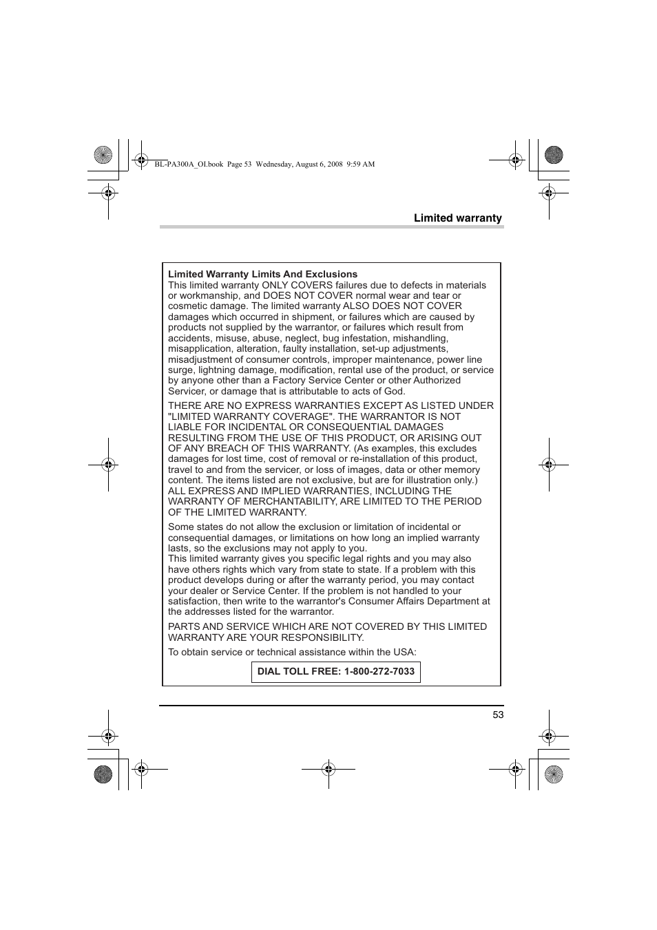 Panasonic BL-PA300A User Manual | Page 53 / 56