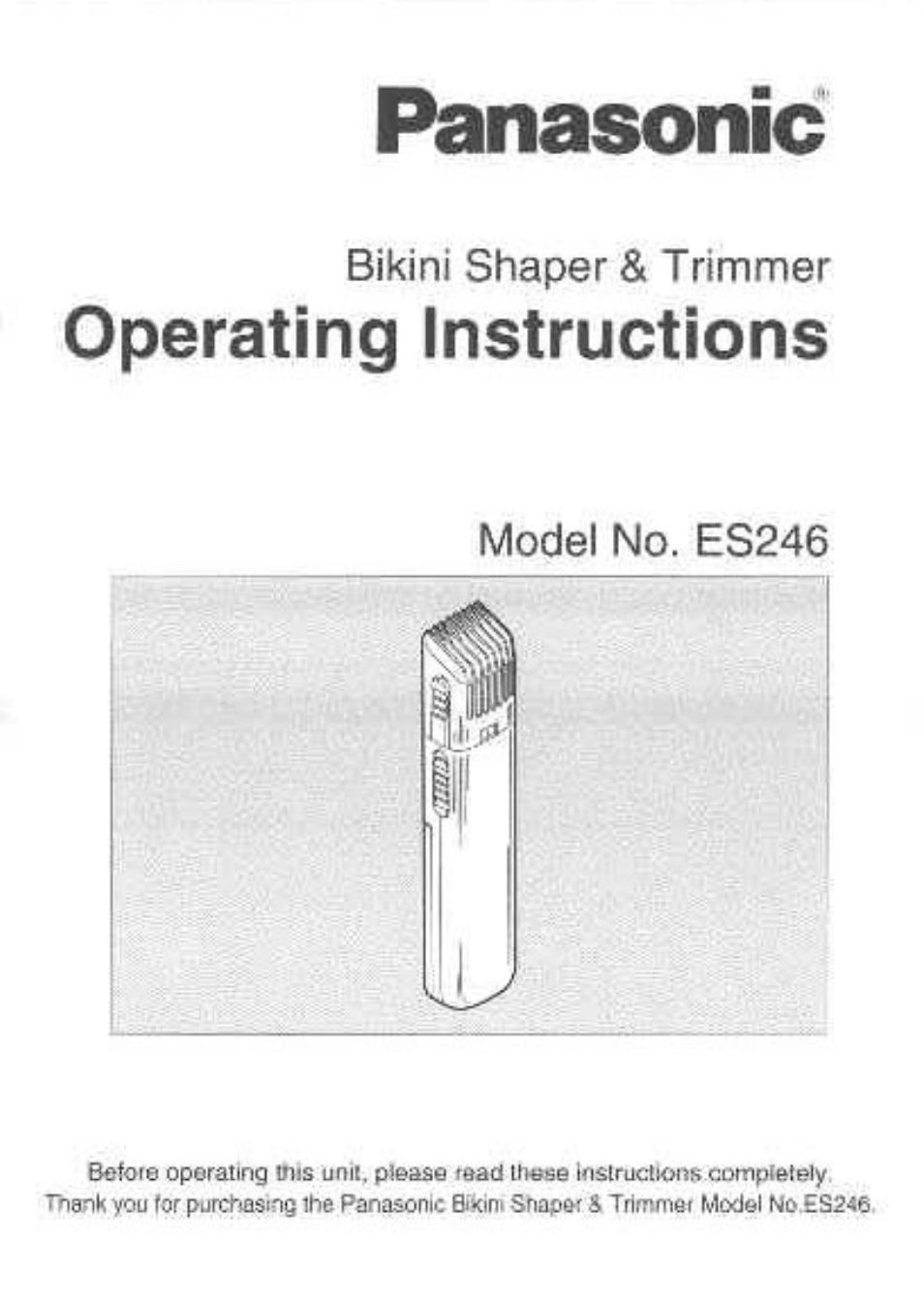 Panasonic ES246 User Manual | 12 pages