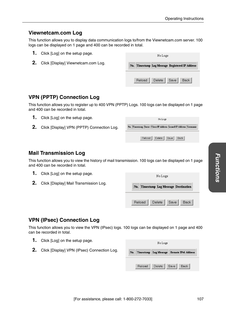 Functions | Panasonic BBHGW700A User Manual | Page 107 / 142