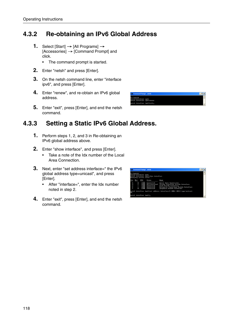 2 re-obtaining an ipv6 global address, 3 setting a static ipv6 global address | Panasonic BBHGW700A User Manual | Page 118 / 142