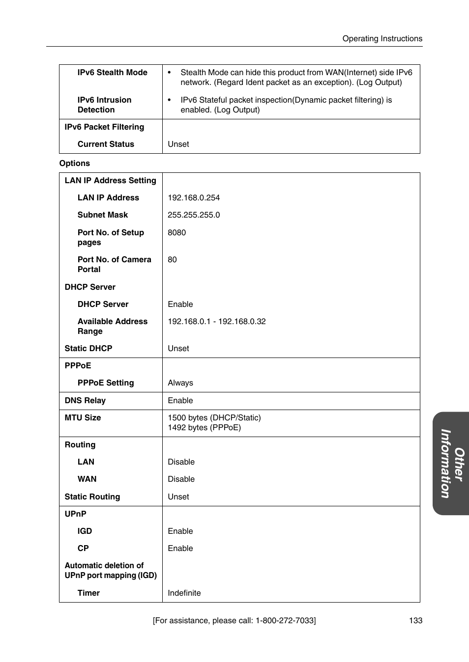 Ot he r inf o rmation | Panasonic BBHGW700A User Manual | Page 133 / 142