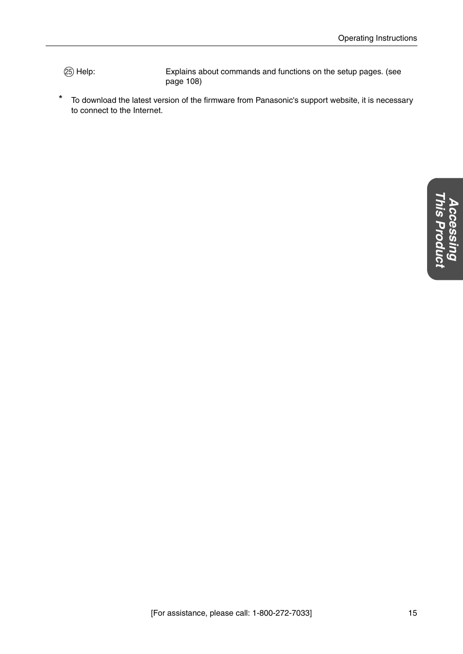 Accessing this pr oduct | Panasonic BBHGW700A User Manual | Page 15 / 142