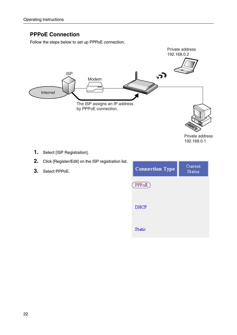 Pppoe connection | Panasonic BBHGW700A User Manual | Page 22 / 142