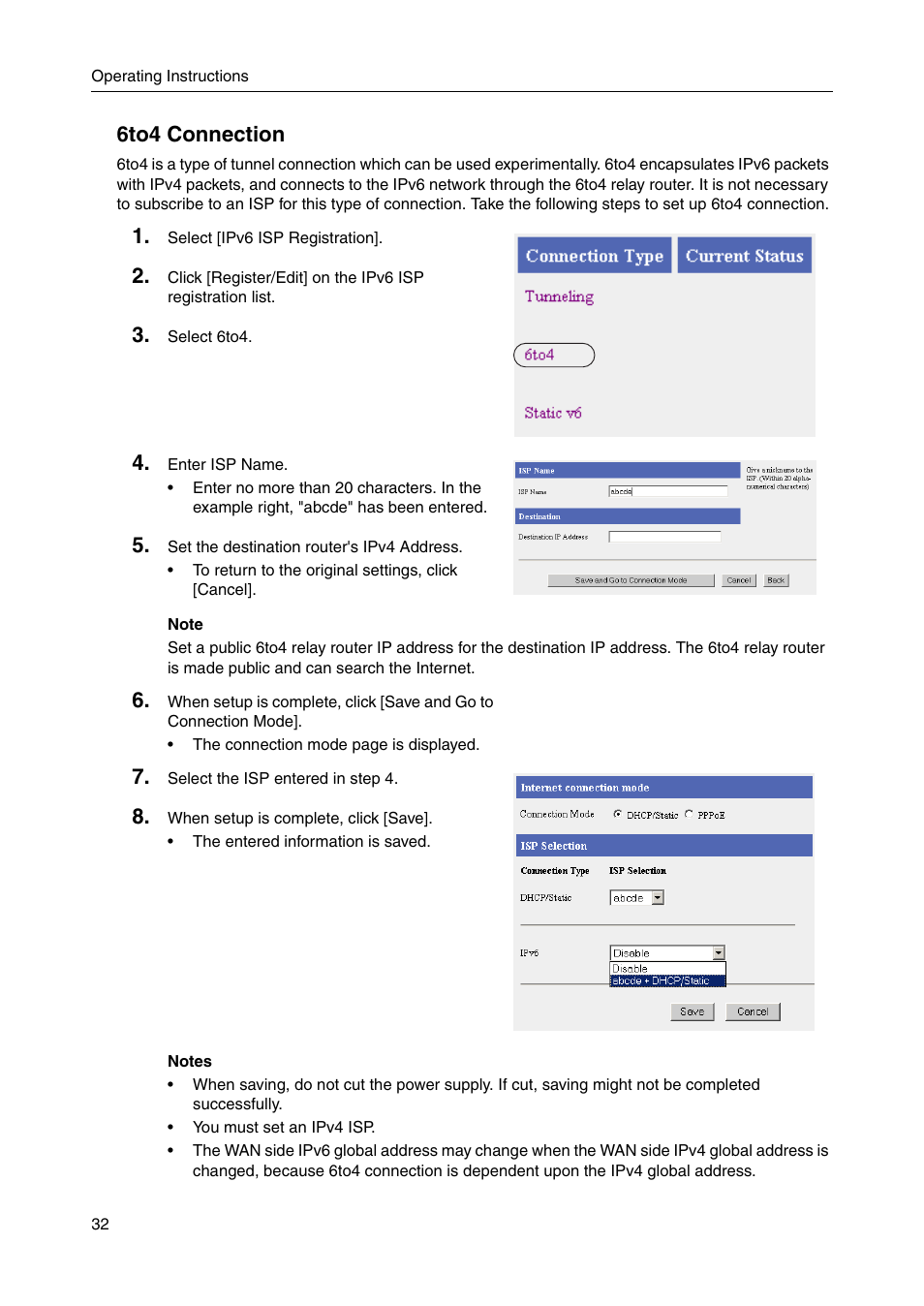 6to4 connection | Panasonic BBHGW700A User Manual | Page 32 / 142