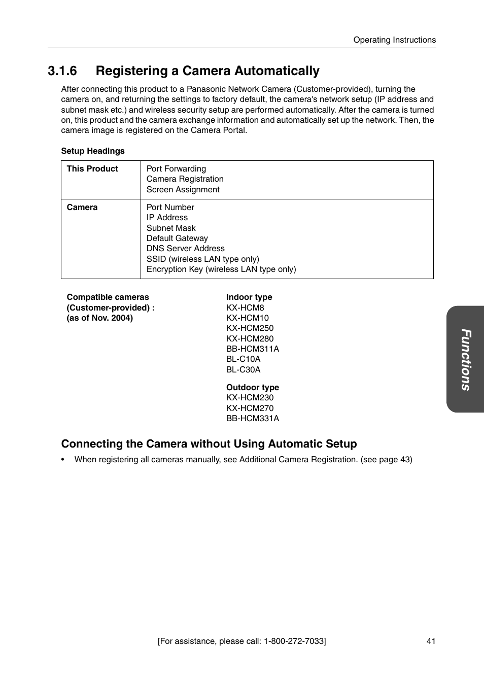 6 registering a camera automatically, Functions 3.1.6 registering a camera automatically | Panasonic BBHGW700A User Manual | Page 41 / 142