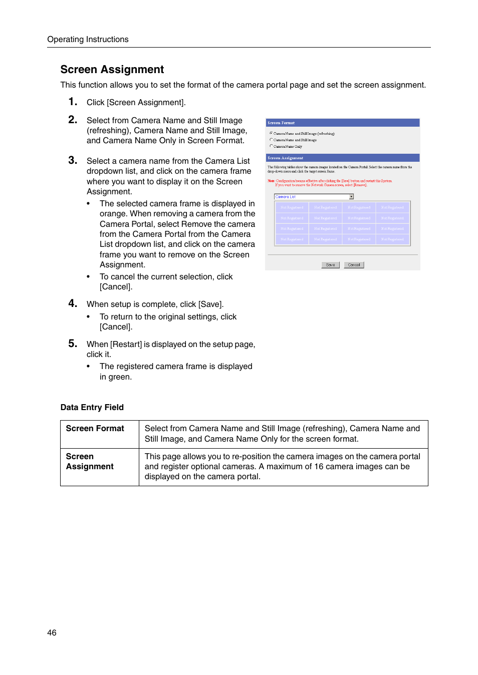 Screen assignment | Panasonic BBHGW700A User Manual | Page 46 / 142