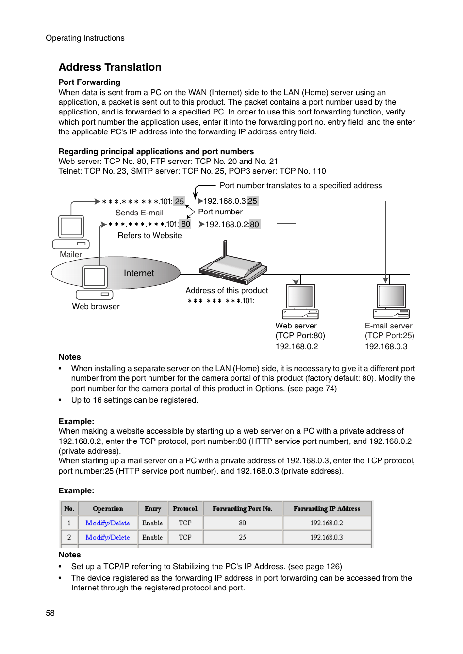 58) m, Address translation | Panasonic BBHGW700A User Manual | Page 58 / 142
