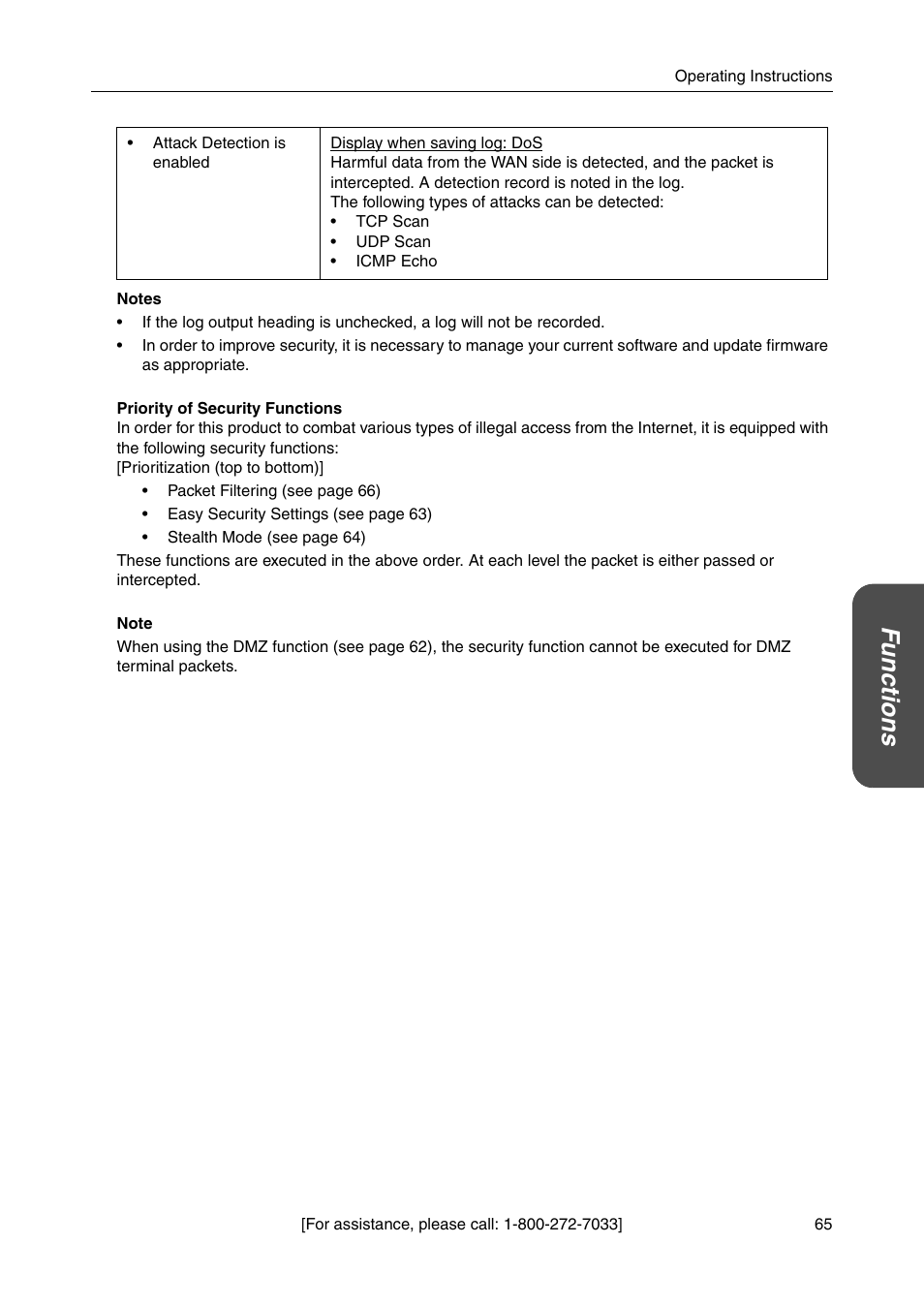 Functions | Panasonic BBHGW700A User Manual | Page 65 / 142