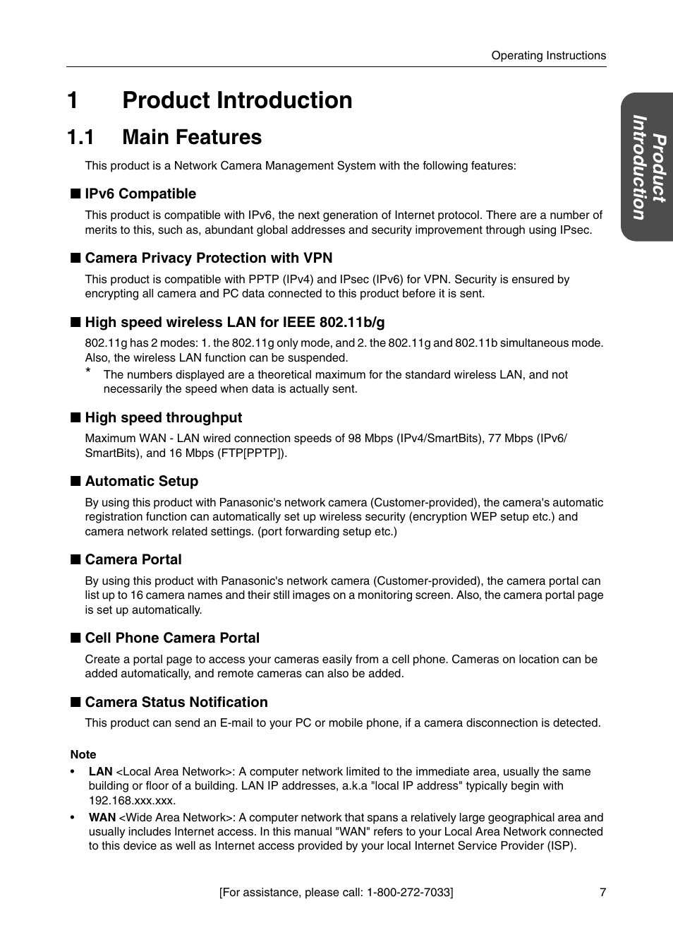 1 product introduction, 1 main features, 1product introduction | Pr oduct intr oduction | Panasonic BBHGW700A User Manual | Page 7 / 142