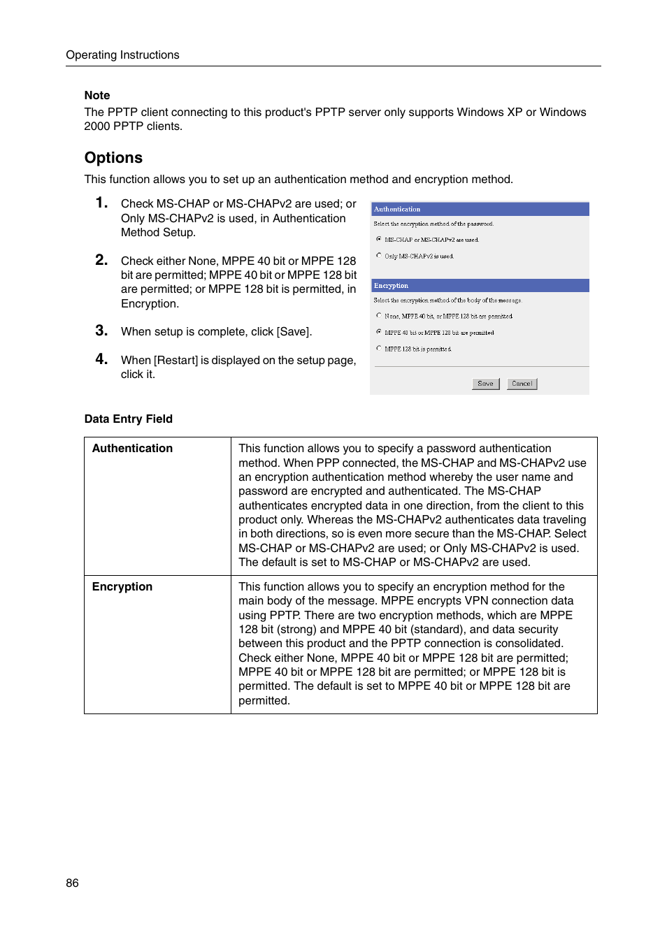 Options | Panasonic BBHGW700A User Manual | Page 86 / 142