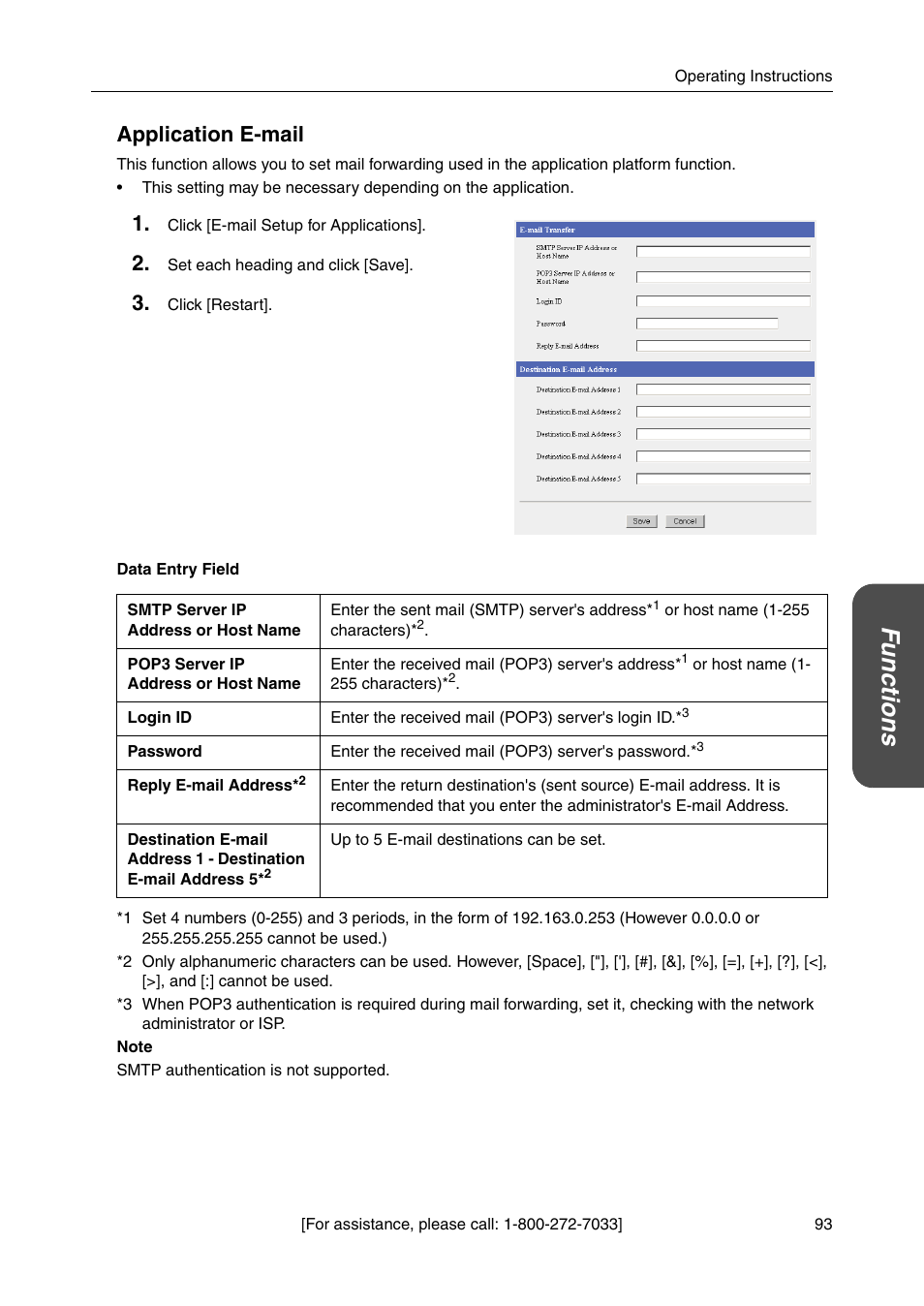 Functions, Application e-mail | Panasonic BBHGW700A User Manual | Page 93 / 142