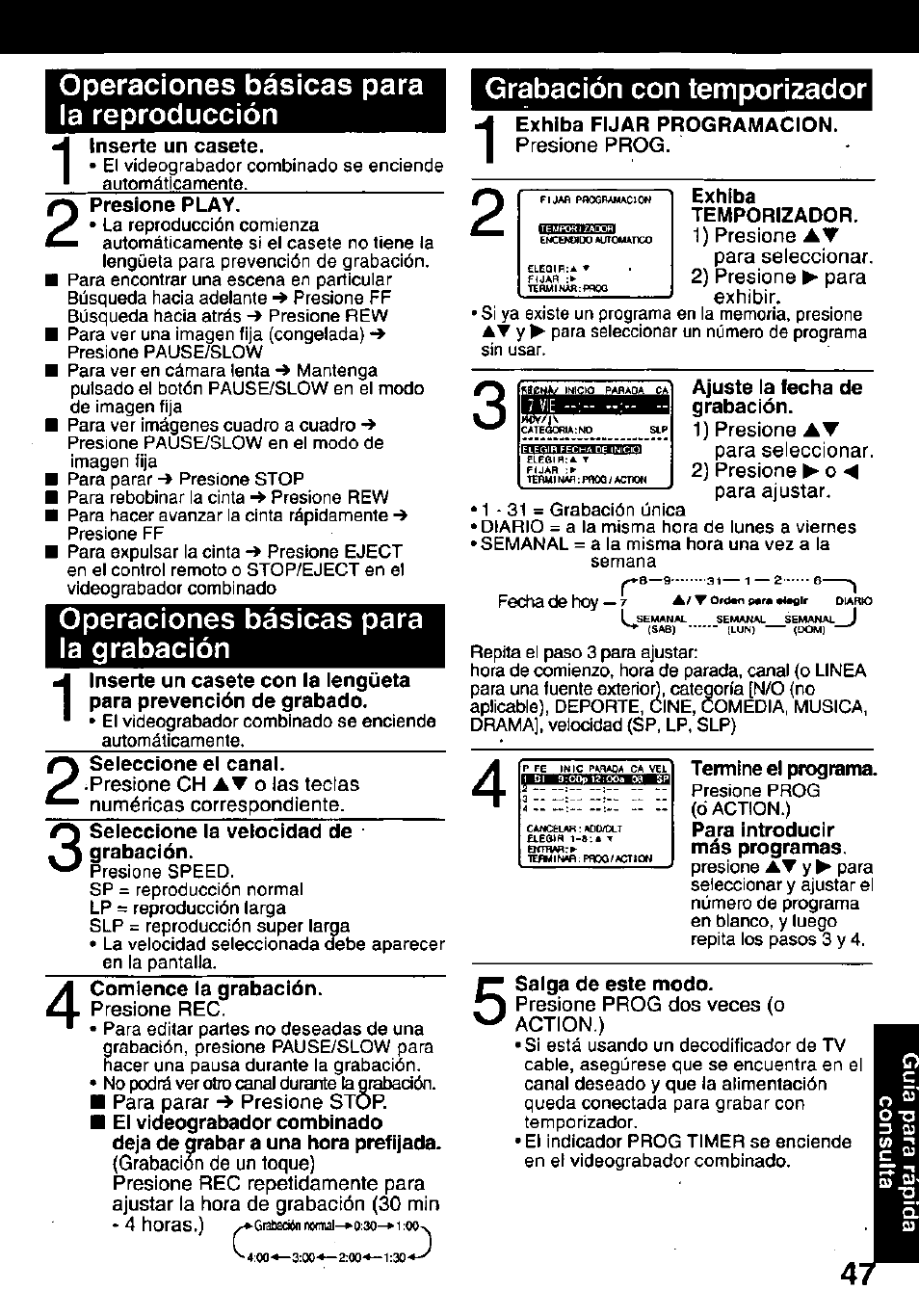 Operaciones básicas para la grabación | Panasonic PV-C911 User Manual | Page 47 / 48