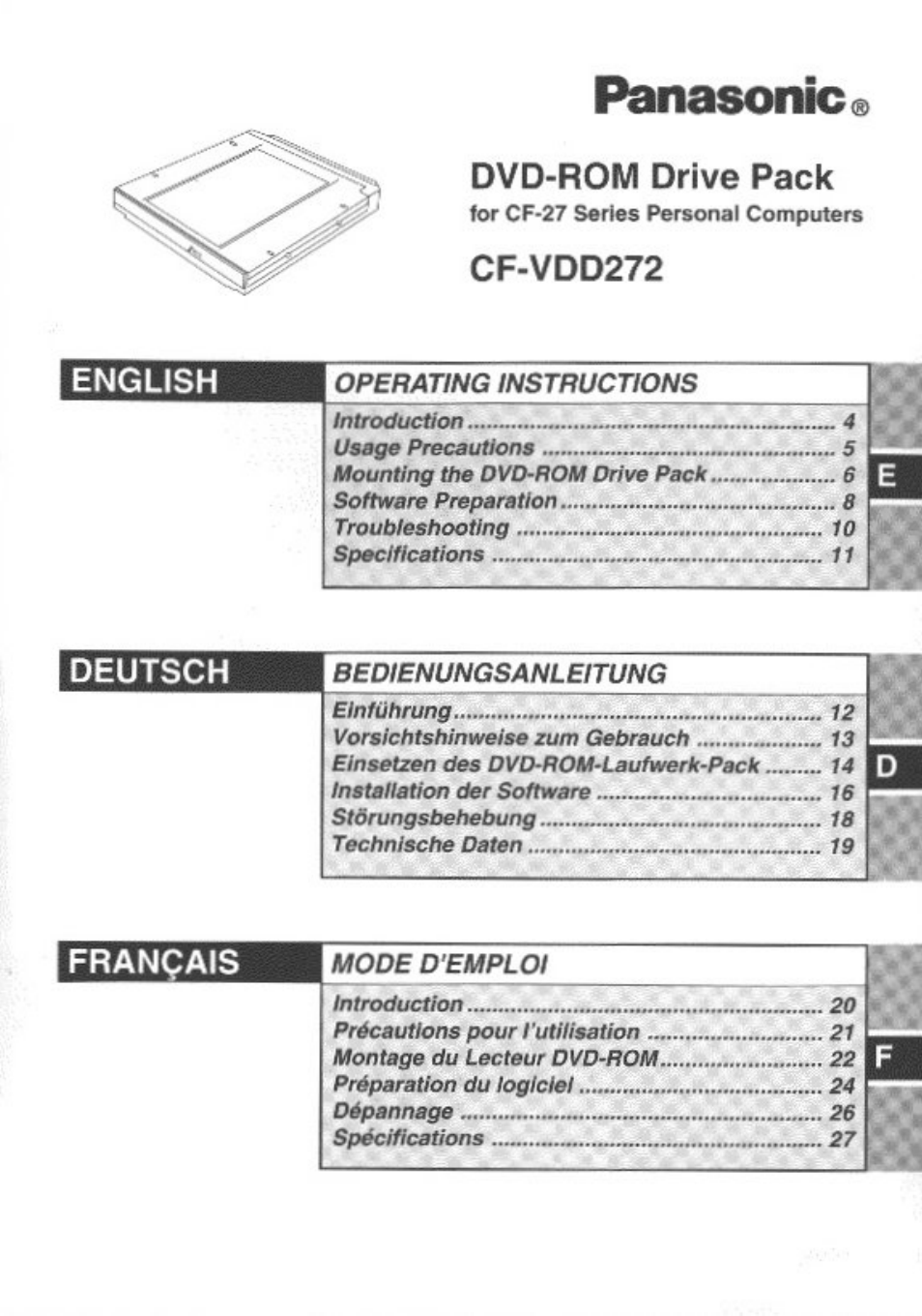 Panasonic CF-VDD272 User Manual | 28 pages