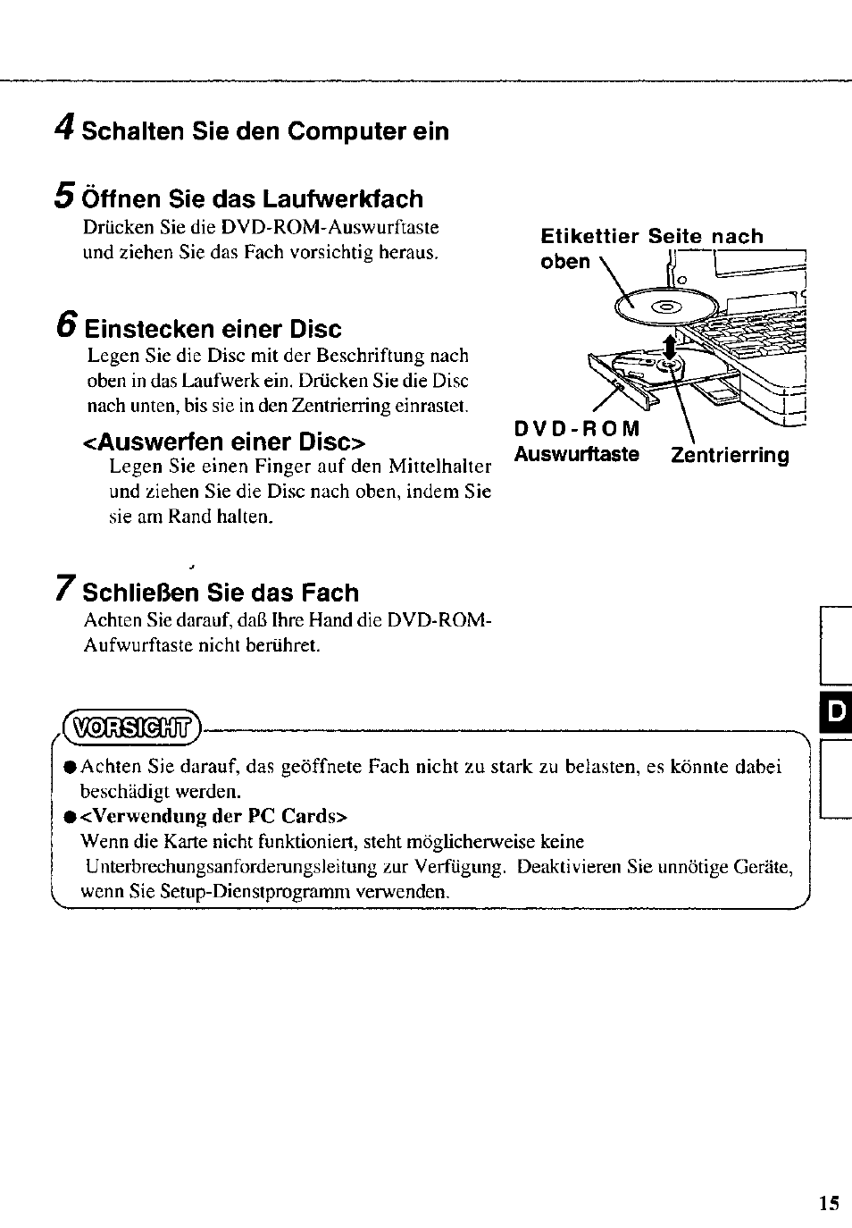 Etikettier seite nach oben, Dvd-rom, Zentrierring | Korsißkini | Panasonic CF-VDD272 User Manual | Page 15 / 28