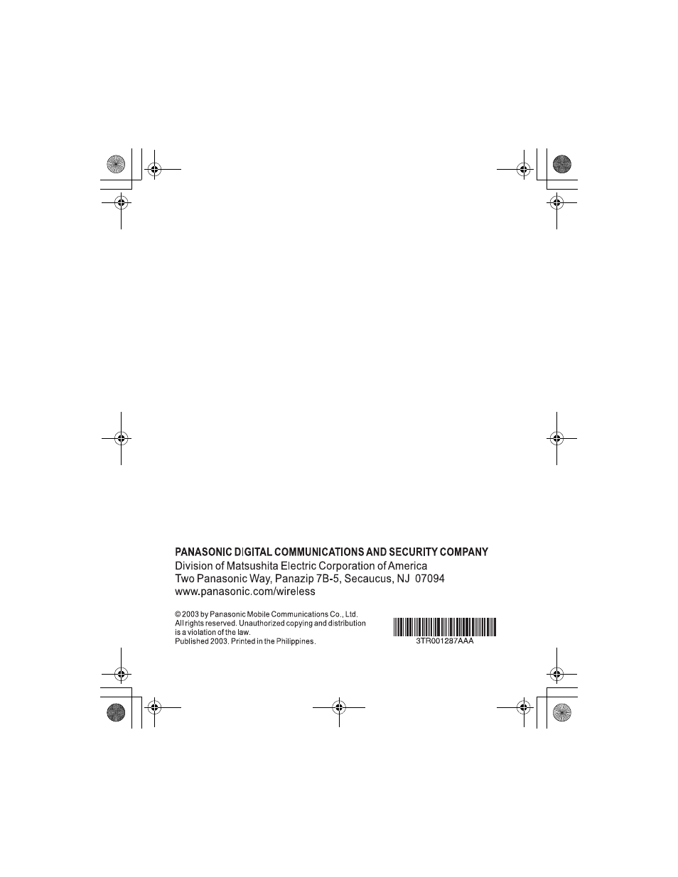 Panasonic GU87 User Manual | Page 112 / 112