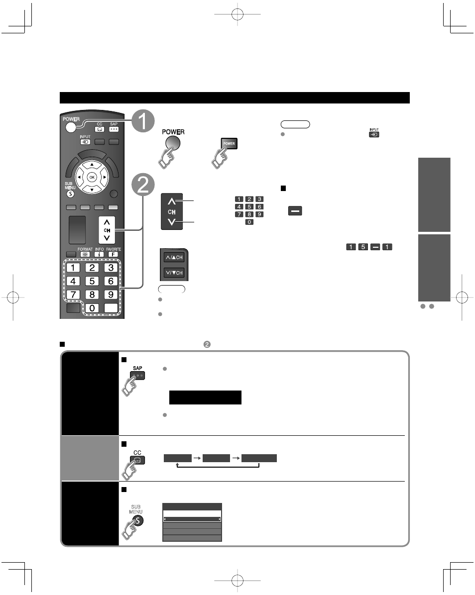 Watching tv, Turn power on, Select a channel number | Panasonic TC-L32C22 User Manual | Page 15 / 52
