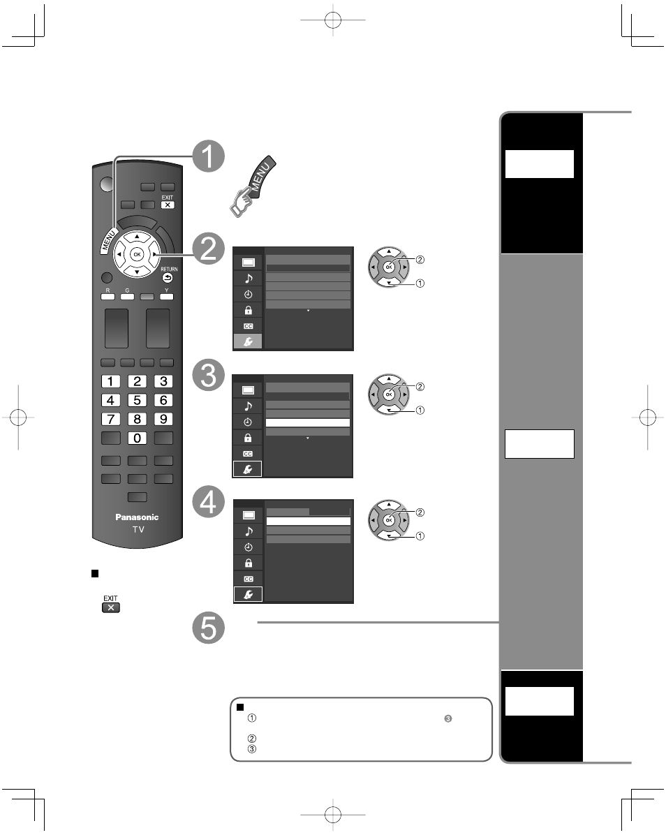 Editing and setting channels, Display the menu select “setup, Select “ant/cable setup | Select the function, Set automatically, Set manually, Check signal strength | Panasonic TC-L32C22 User Manual | Page 34 / 52