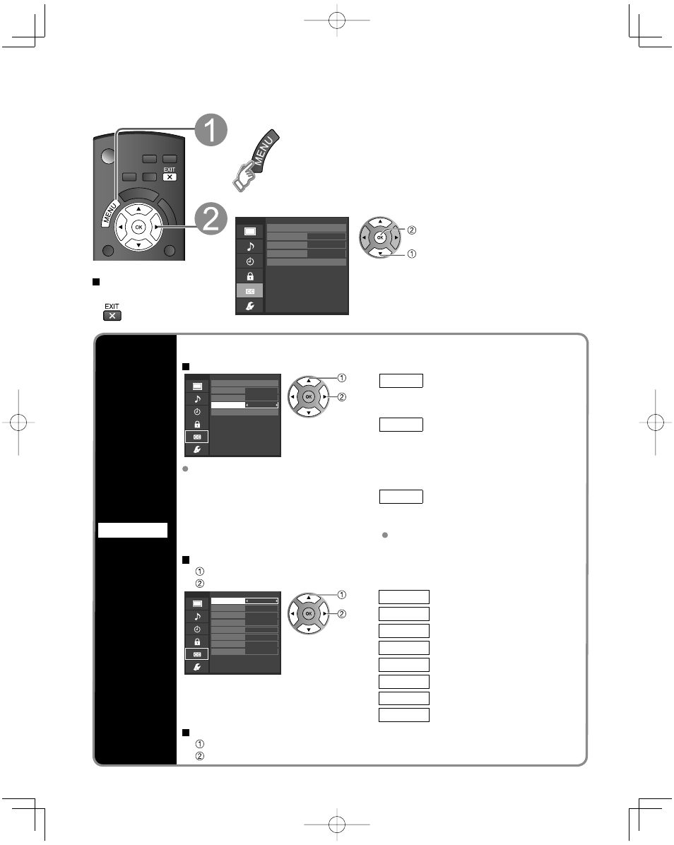 Lock, Closed caption, Recommended av connections | Display the menu select “closed caption, Display closed caption | Panasonic TC-L32C22 User Manual | Page 36 / 52