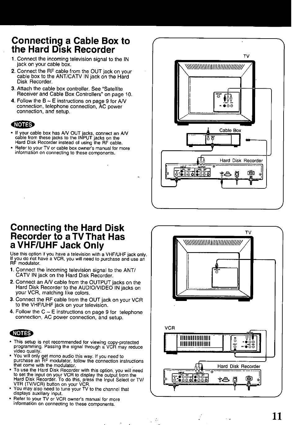 Connecting a cable box to the hard disk recorder | Panasonic PV-HS1000 User Manual | Page 11 / 62