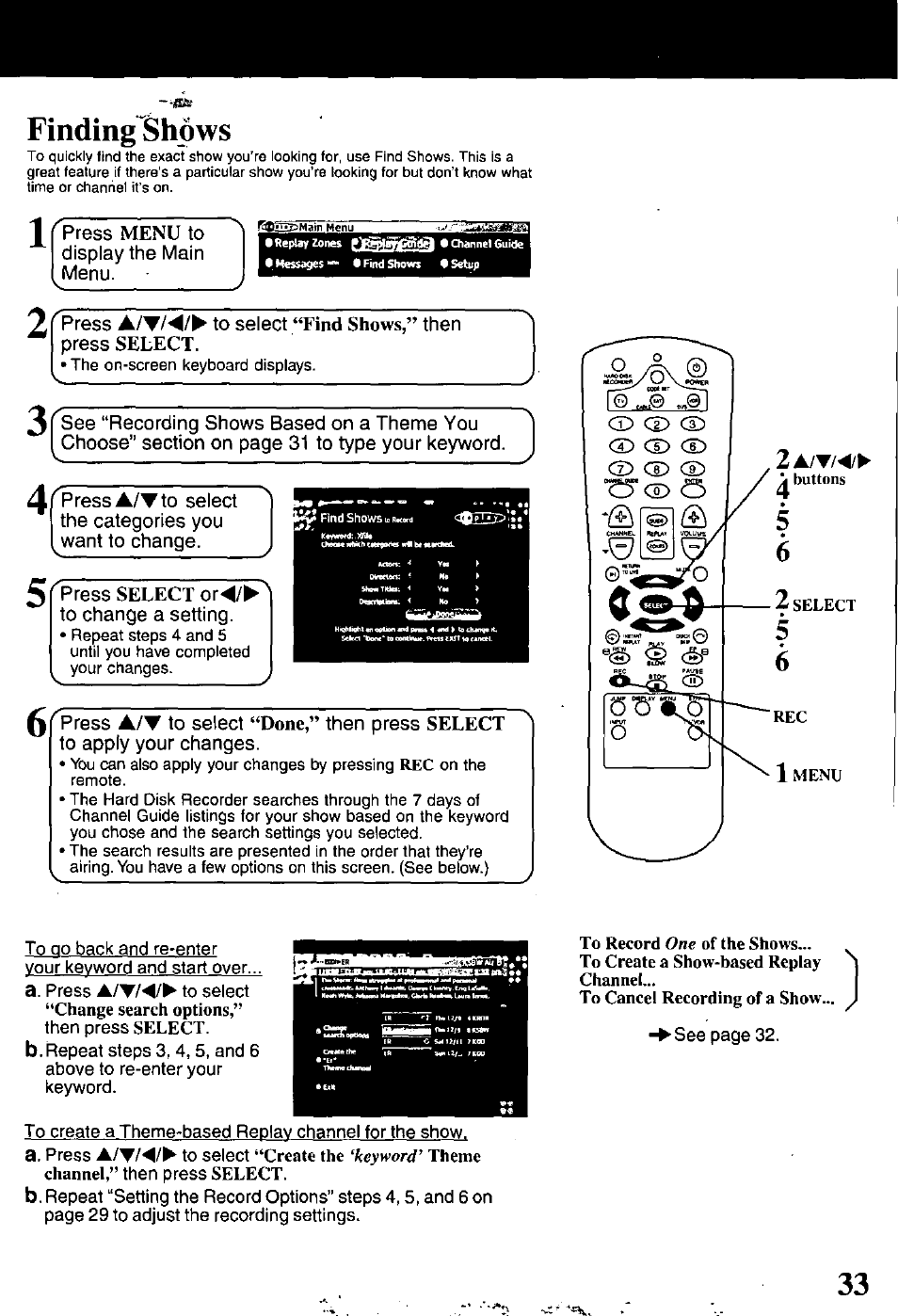 Findingshöws, Finding shows | Panasonic PV-HS1000 User Manual | Page 33 / 62