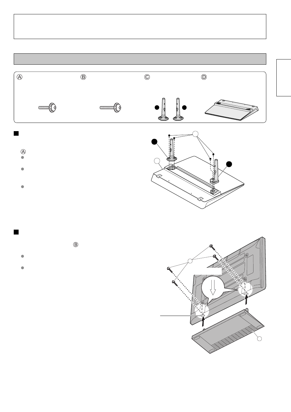 Bauteile für den zusammenbau, Deutsch, Zusammenbau des sockels | Befestigen des displays | Panasonic TY-ST50VX100 User Manual | Page 5 / 24