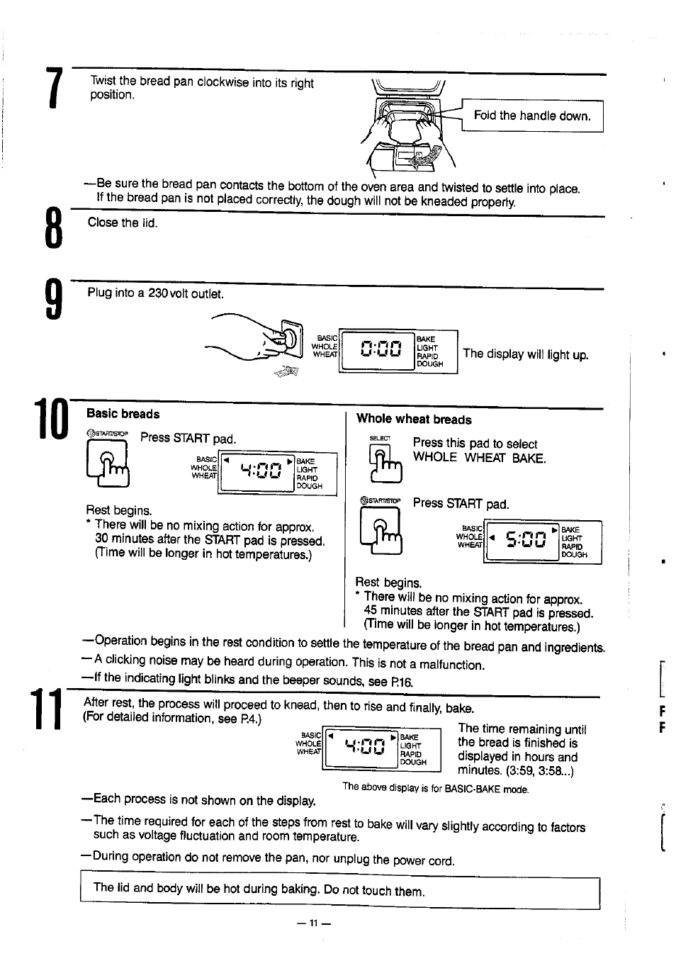 Basic breads, Whole wheat breads | Panasonic SD-BT10P User Manual | Page 12 / 31