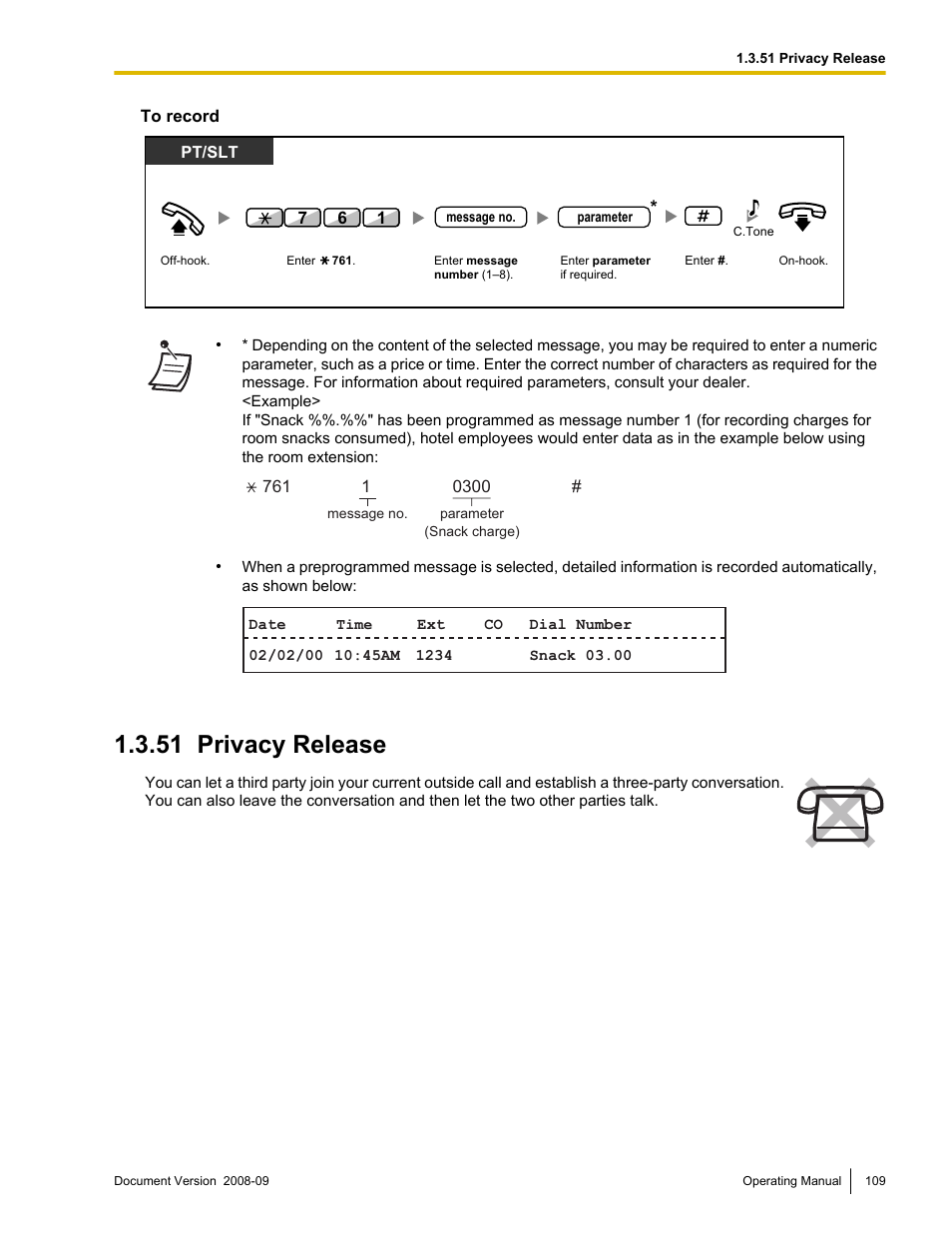 51 privacy release, Privacy release | Panasonic KX-NCP500 User Manual | Page 109 / 210