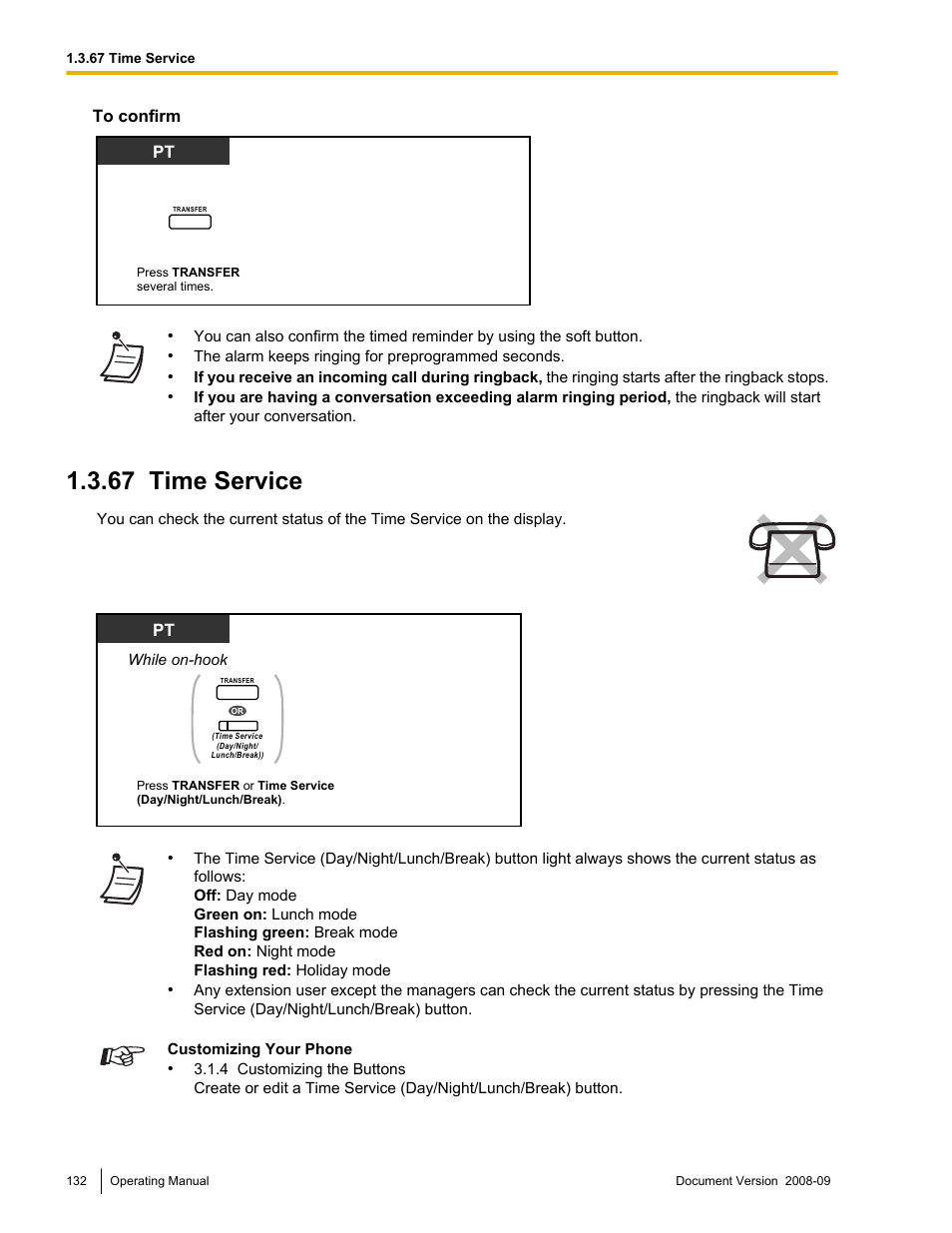 67 time service, Time service | Panasonic KX-NCP500 User Manual | Page 132 / 210