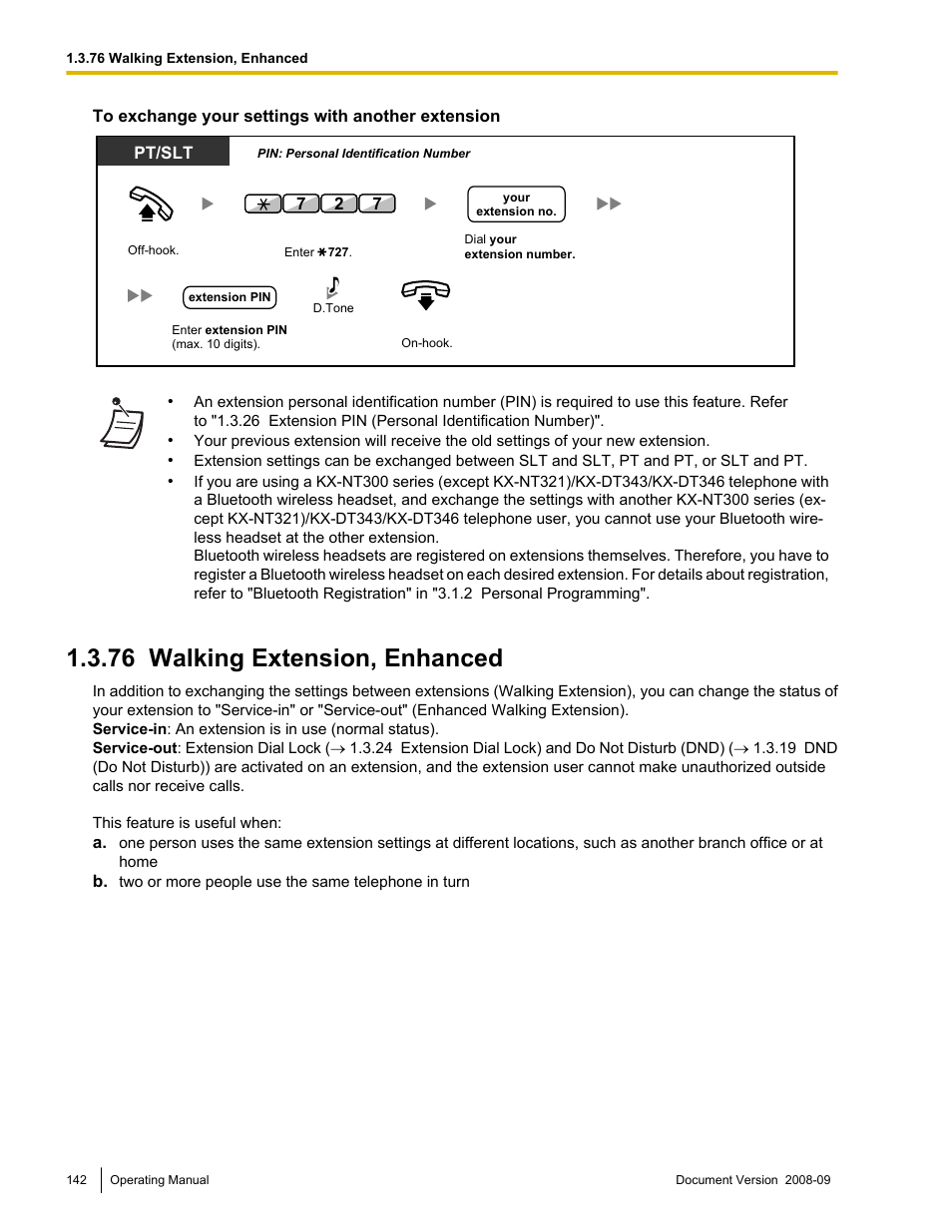 76 walking extension, enhanced, Walking extension, enhanced | Panasonic KX-NCP500 User Manual | Page 142 / 210