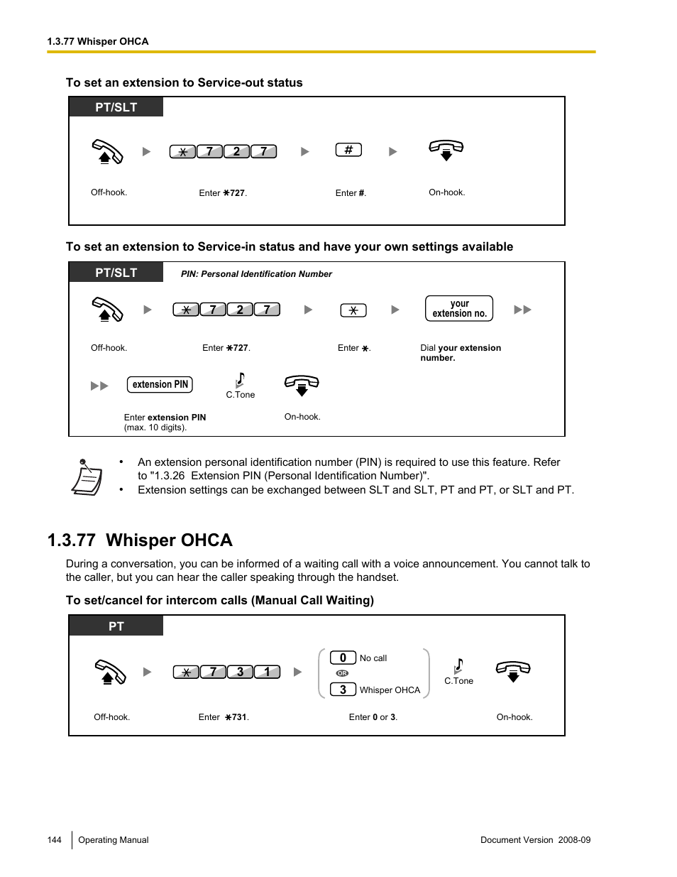77 whisper ohca, Whisper ohca, Or "1.3.77 whisper ohca | 77 whisper ohca), 77 whisper oh- ca | Panasonic KX-NCP500 User Manual | Page 144 / 210