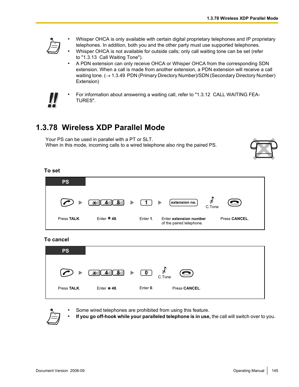 78 wireless xdp parallel mode, Wireless xdp parallel mode | Panasonic KX-NCP500 User Manual | Page 145 / 210