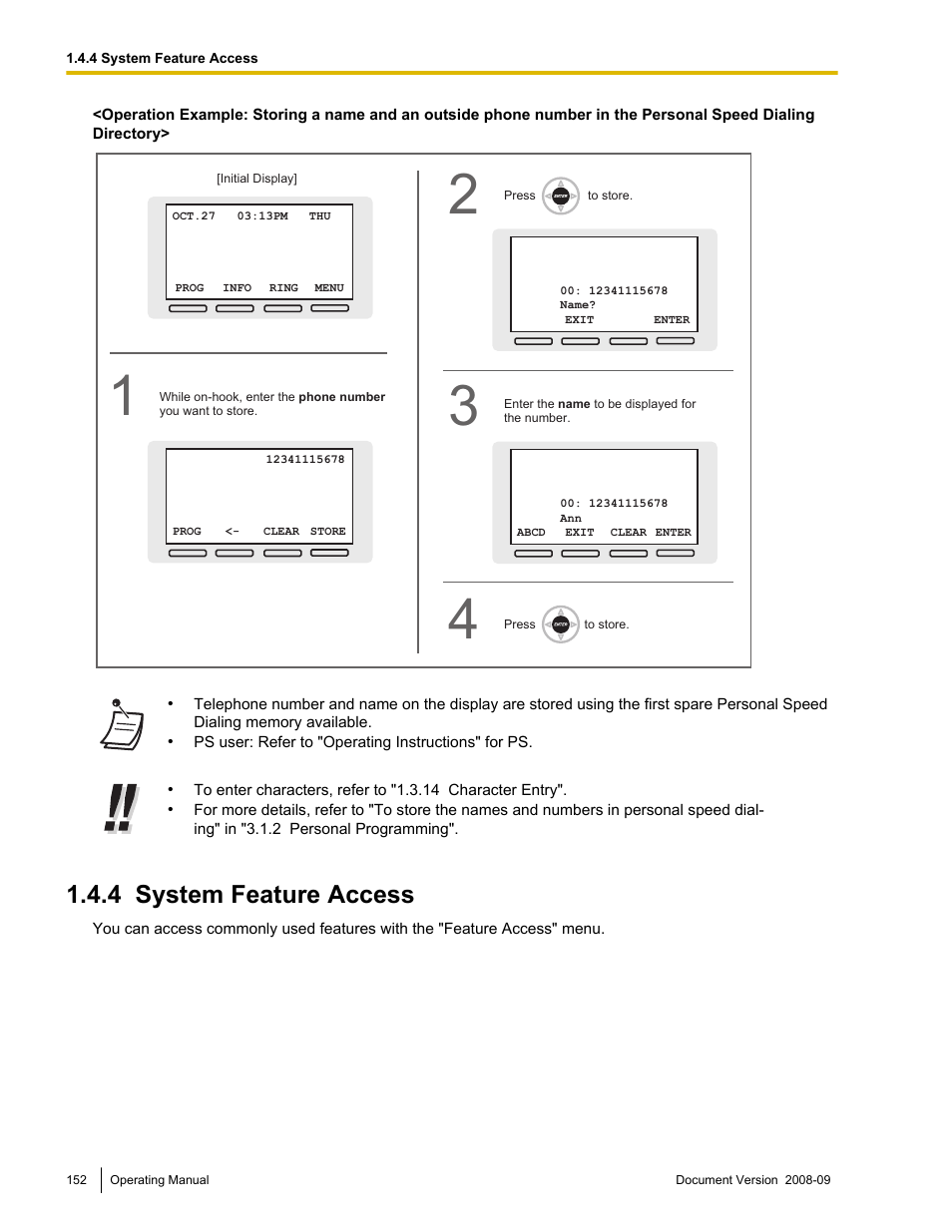 4 system feature access, System feature access | Panasonic KX-NCP500 User Manual | Page 152 / 210
