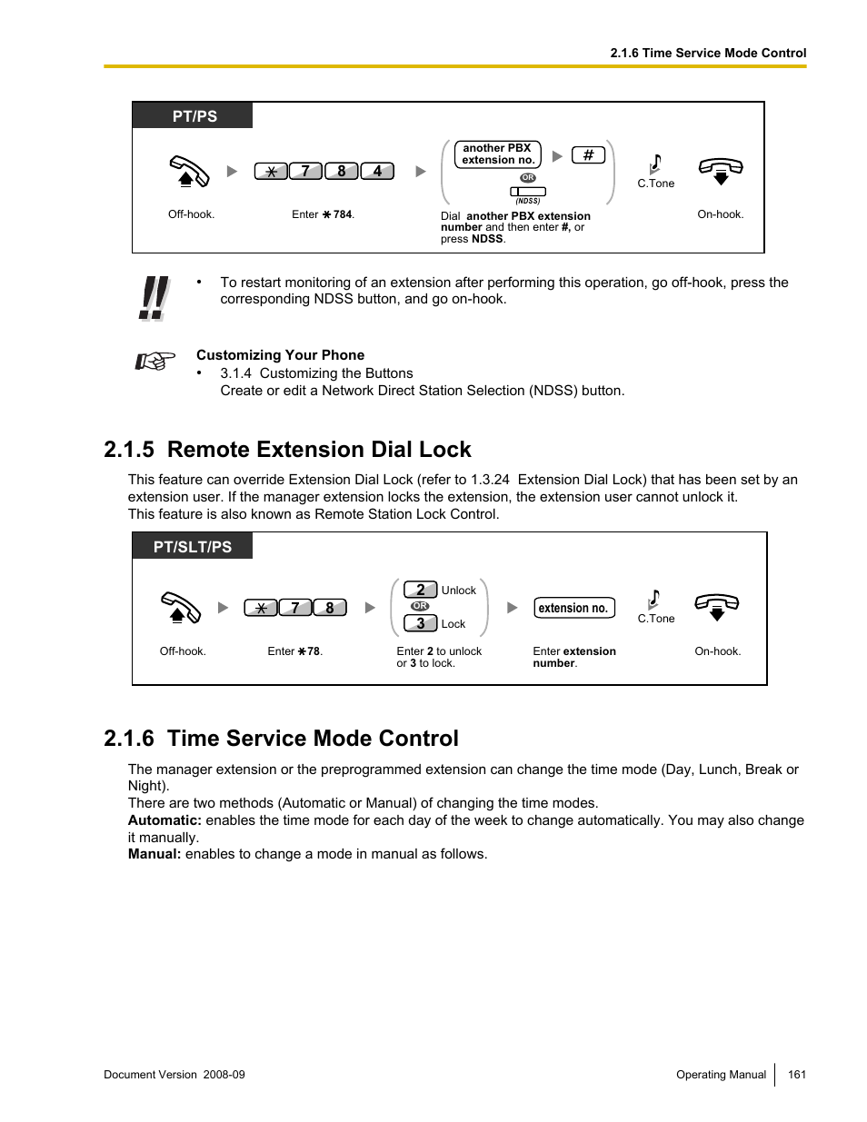 5 remote extension dial lock, 6 time service mode control, Remote extension dial lock | Time service mode control | Panasonic KX-NCP500 User Manual | Page 161 / 210