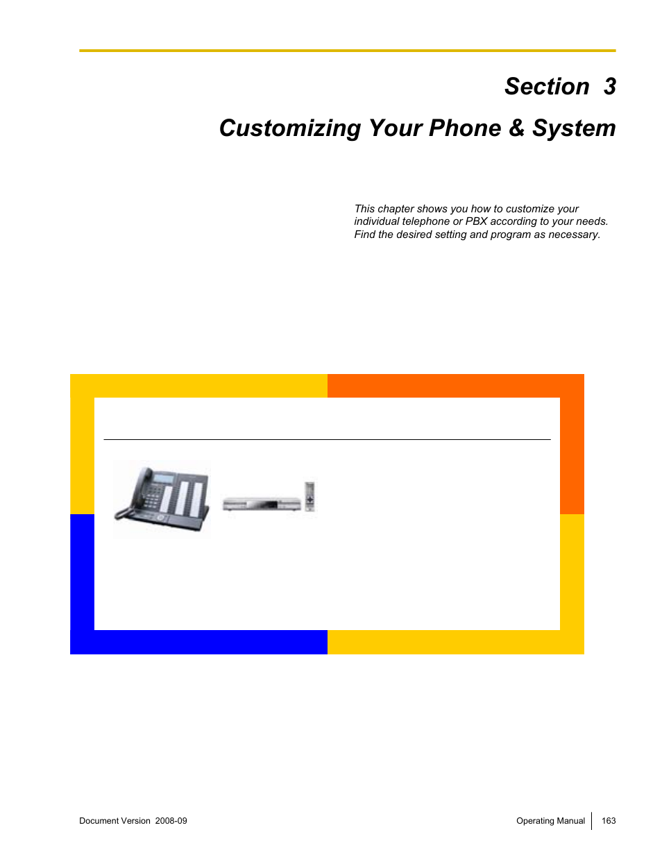 3 customizing your phone & system, Customizing your phone & system | Panasonic KX-NCP500 User Manual | Page 163 / 210
