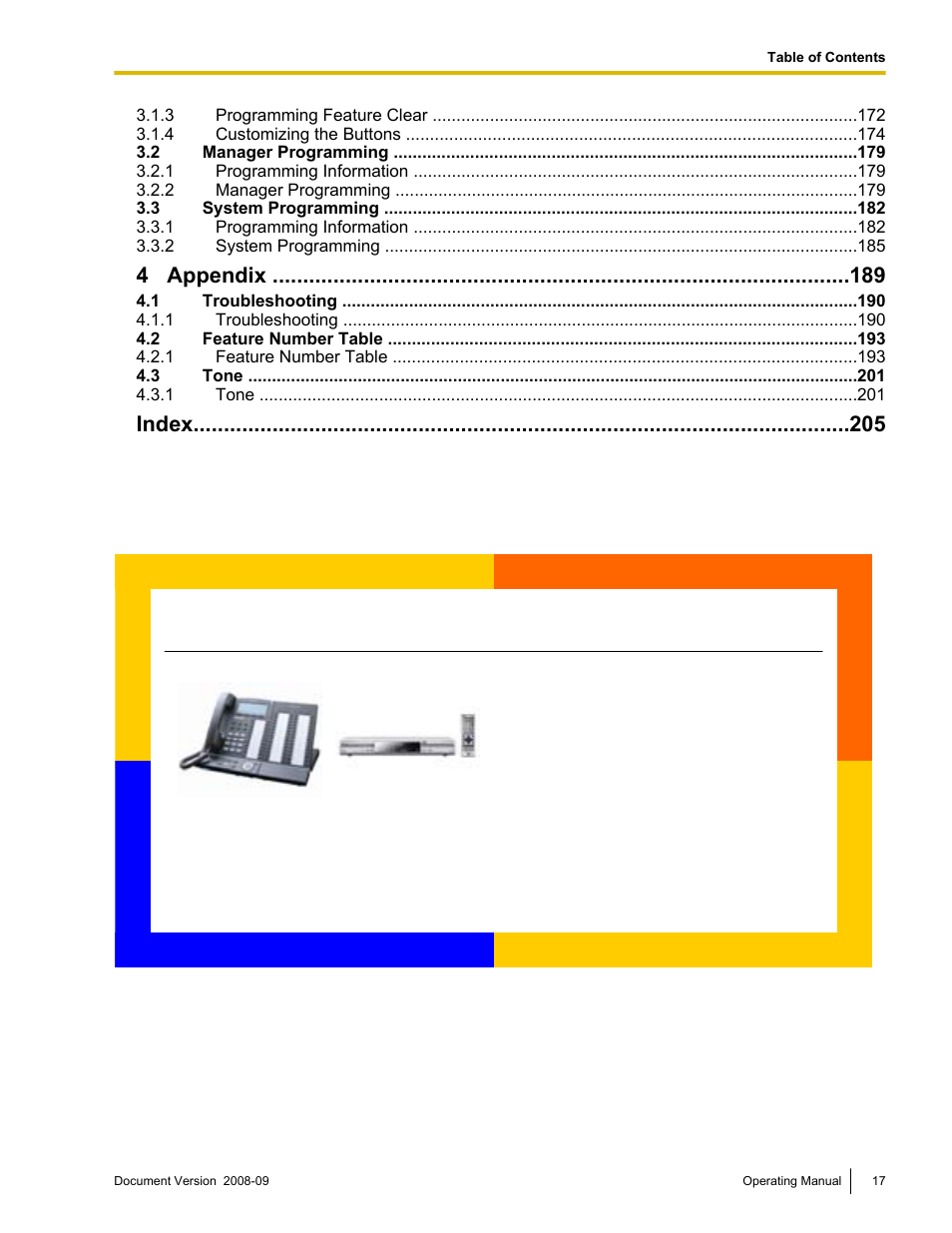 4 appendix, Index | Panasonic KX-NCP500 User Manual | Page 17 / 210