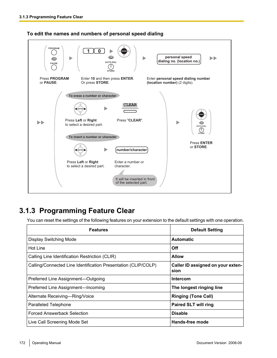 3 programming feature clear, Programming feature clear | Panasonic KX-NCP500 User Manual | Page 172 / 210