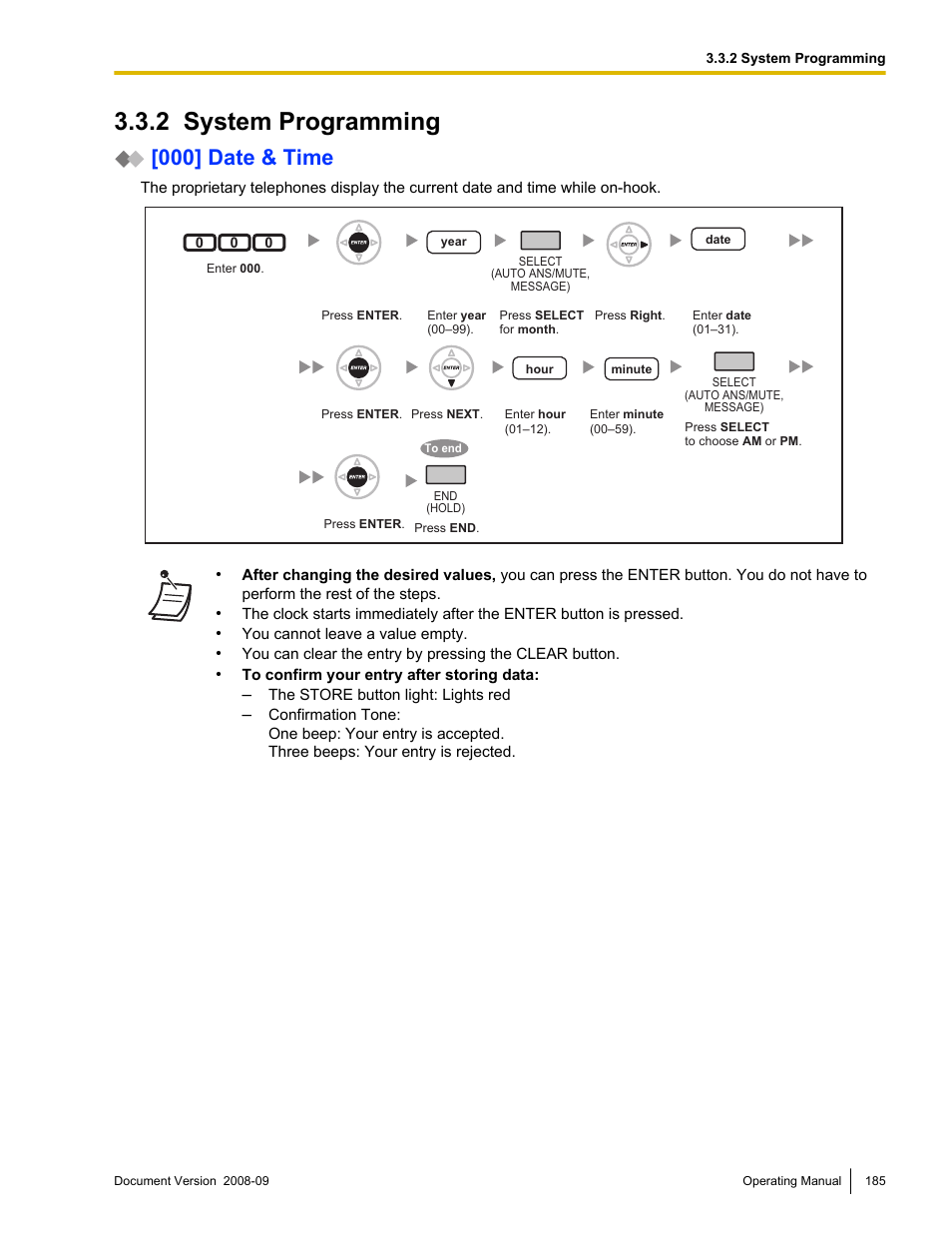 2 system programming, System programming, 000] date & time | Panasonic KX-NCP500 User Manual | Page 185 / 210