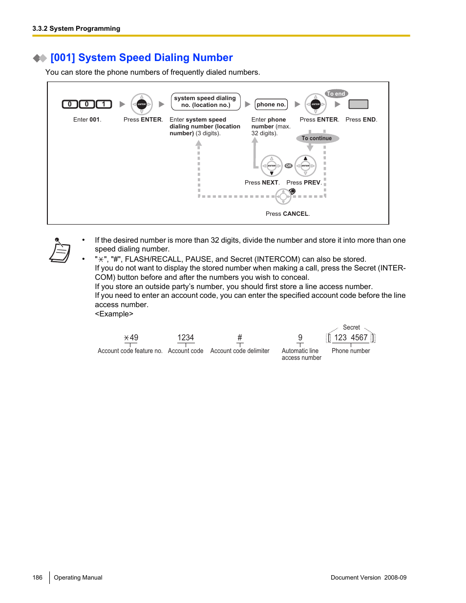 001] system speed dialing number | Panasonic KX-NCP500 User Manual | Page 186 / 210