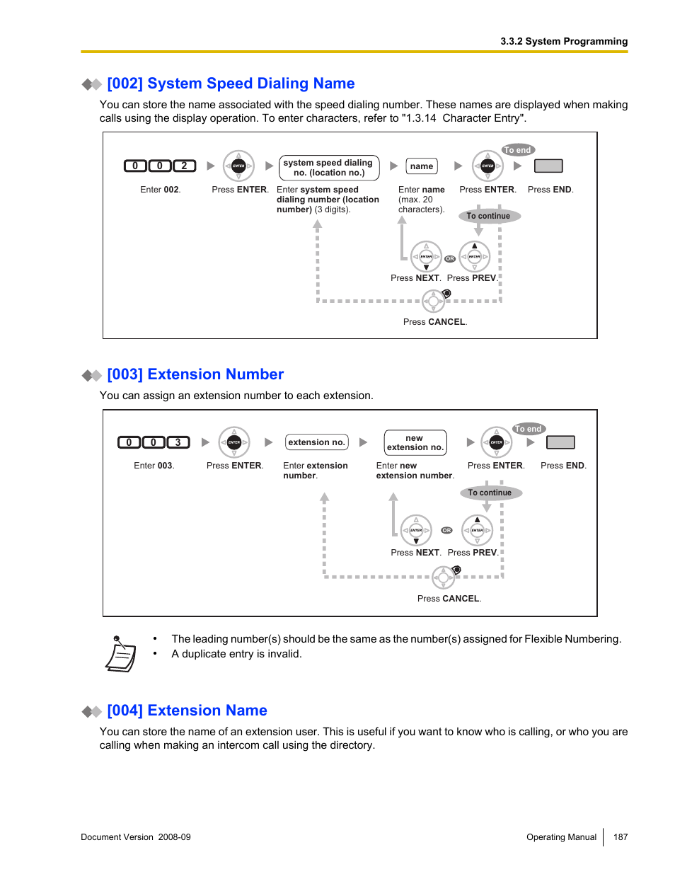 002] system speed dialing name, 003] extension number, 004] extension name | Panasonic KX-NCP500 User Manual | Page 187 / 210