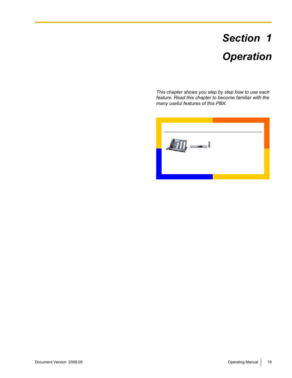 1 operation, Operation | Panasonic KX-NCP500 User Manual | Page 19 / 210